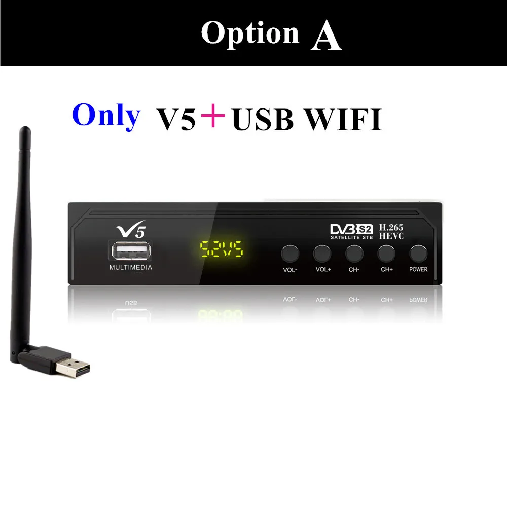 V5-wifi Vmade DVB-S2 V5 Цифровой спутниковый ТВ ресивер H.265 AC3 Biss ключ powervu USB wifi FTA с бесплатным 7 линиями Clines CCCAM - Цвет: V5-wifi