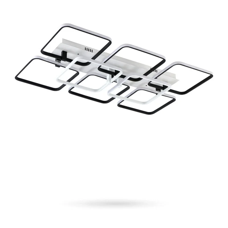 

Square Black Chandelier LED Modern Lights For Living Room Decor Bedroom Lamp With Remote Control Home Lighting Fixture Lustre
