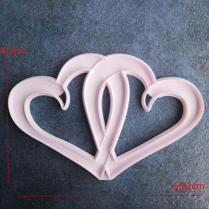 DIY новый двойной любовь помадка торт печати резки формы Cookie пресс выпечки