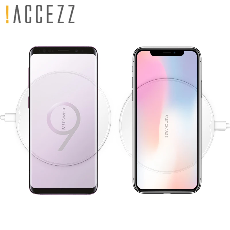 ! ACCEZZ Qi Беспроводная зарядка для iPhone X 8 Plus 10 5 Вт Samsung Galaxy S9 S8 Note ультратонкое