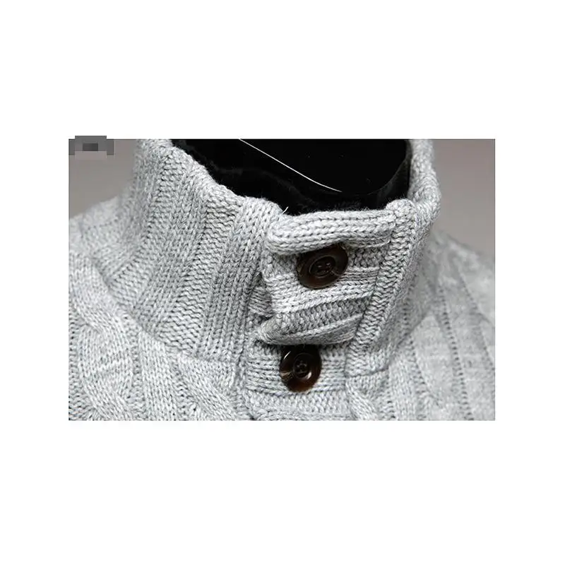 Мужской свитер с высоким воротником однотонный тонкий пряжкой в Корейском стиле