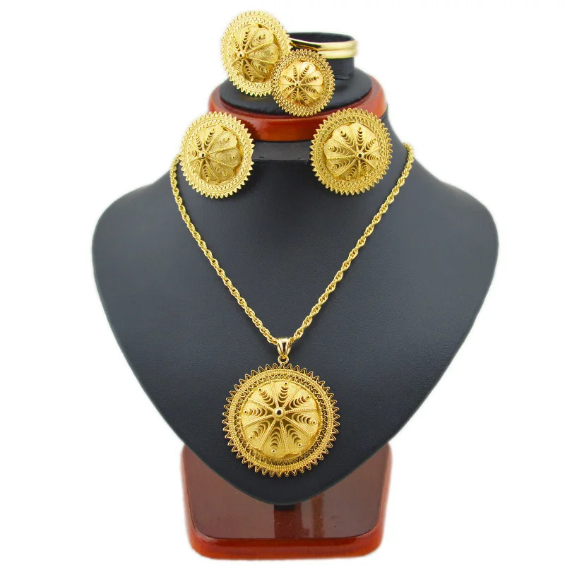 Комплект украшений для волос в эфиопском стиле золотистого цвета S22A|jewelry sets|set