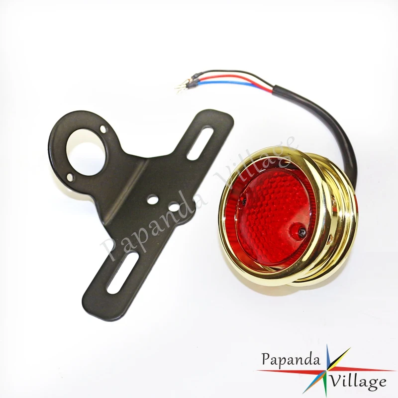Brass Motorcycles Custom Tail Light Rear Brake Stop Lamp License Plate Bracket Mount for Harley Choppers Bobber Cafe Racer |