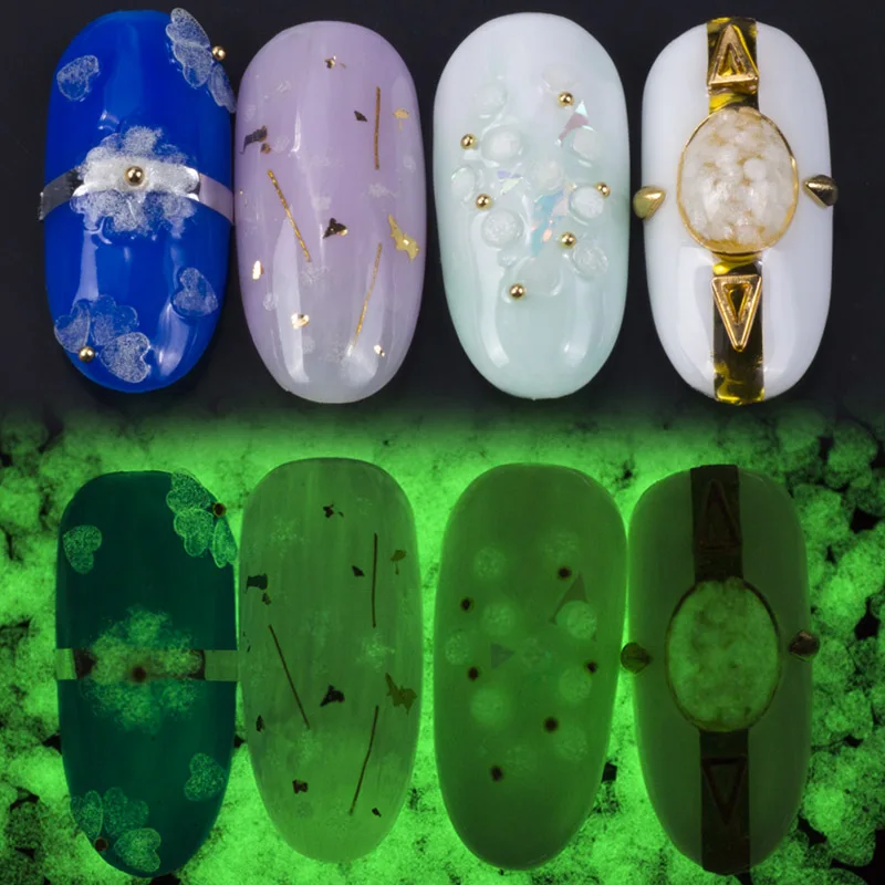 1 коробка Люминесцентная Световой Nail Книги по искусству пайетки он Звезда