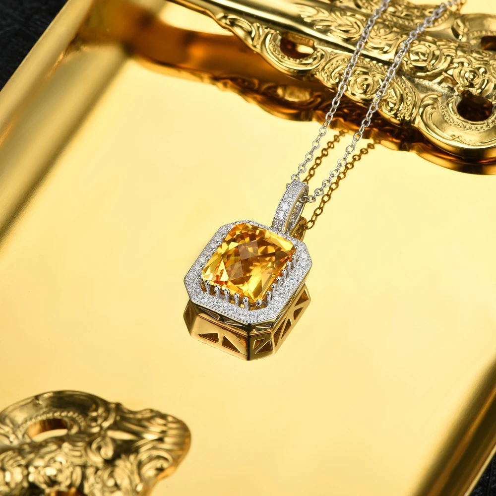 Подвеска L & zuan 4 53ct натуральный цитрин из серебра 925 пробы для женщин|neckalce women| |