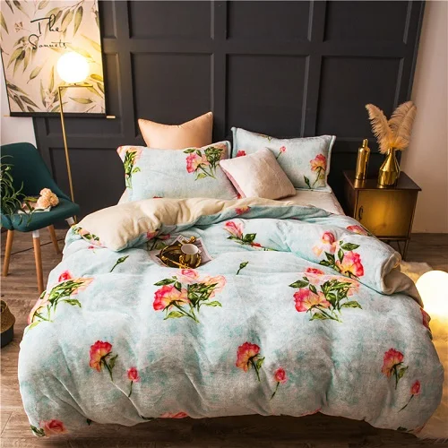 bedding set 7 Флисовый теплый Твин Полный queen King size комплект постельного белья Подсолнух набор пододеяльников набор постельного белья простыня parure de lit ropa de cama - Цвет: bedding set 7