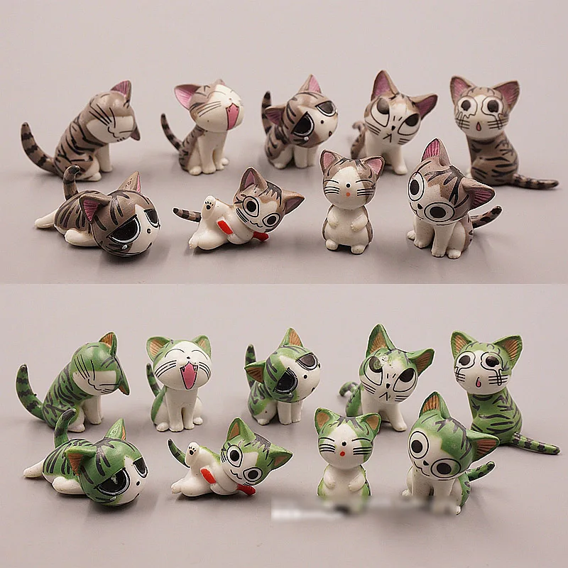

9pcs/Lot 2015 New 2-3cm kawaii pvc Japanese anime figures green/grey chi's sweet home cat action figure best kids toys for girl