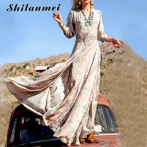 Женское длинное платье boho шифоновое винтажное в стиле бохо лето 2017|boho maxi dress|maxi dress