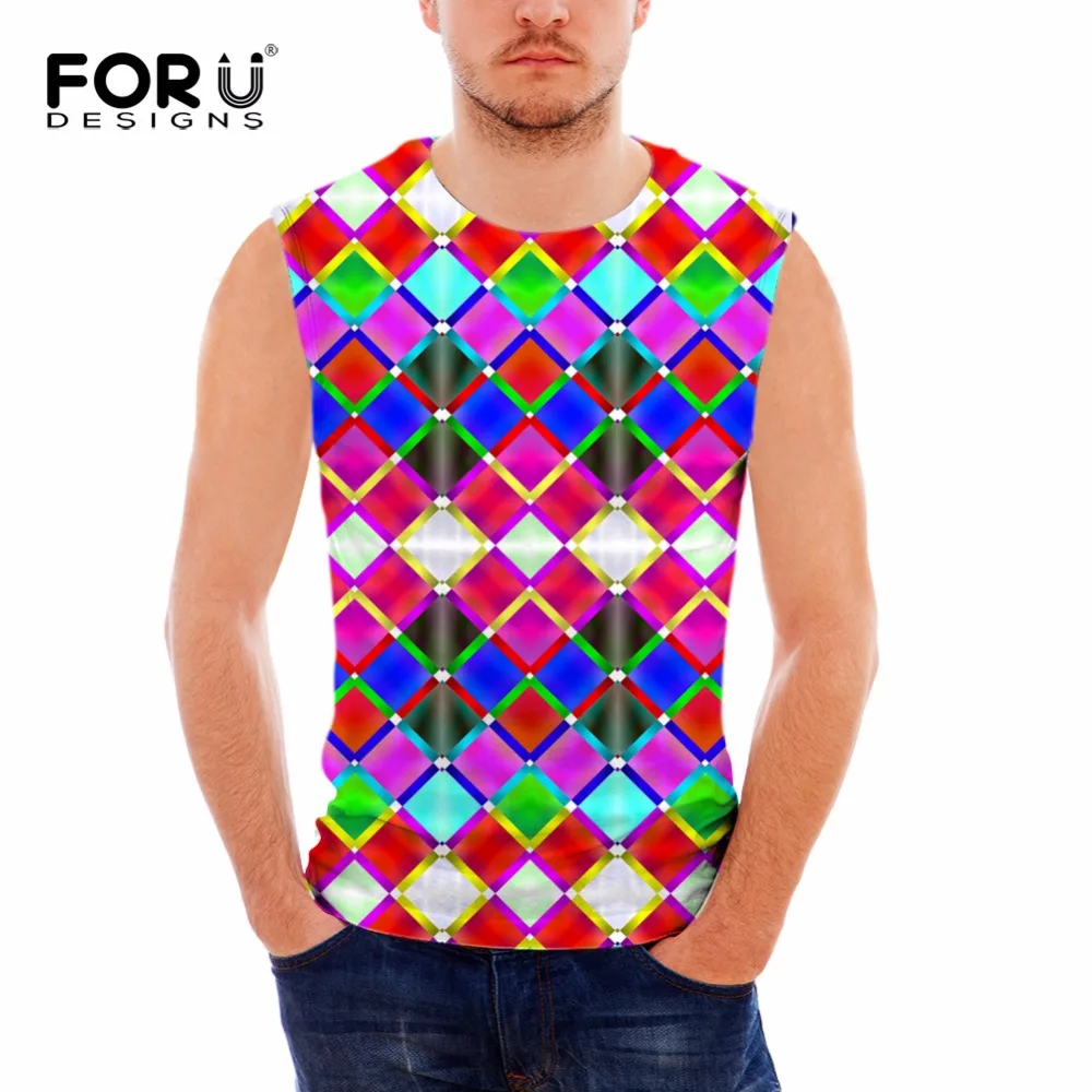 FORUDESIGNS/3D цветные мужские майки с узором пейсли новинка 2017 модный летний топ без