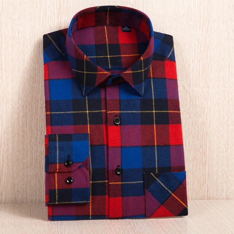 Plus Size 6XL 2019 Spring Men's Plaid Flannel Shirt Comfortable Slim Fit Male Business Casual Long-sleeved Shirts | Мужская одежда