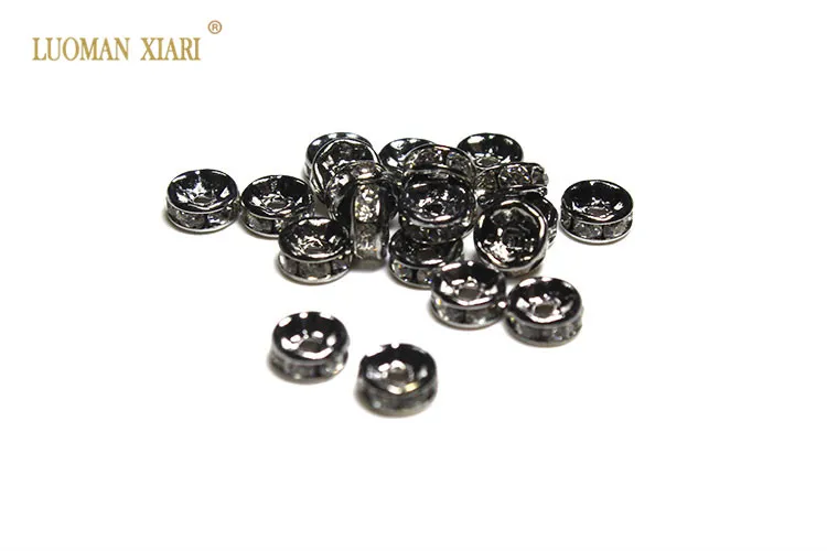 Wholesale 100 Pcs AAA 4/5/6/8 mm Copper Wheels Spacers Beads Golden Silver Black Nickel Rhinestone Beads For Jewelry Making DIY