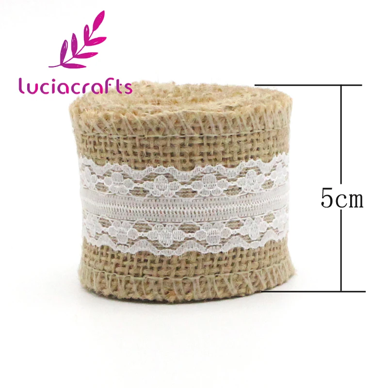 Lucia crafts 2y/lot 5-6 см лента из натуральной джутовой мешковины с кружевной льняной отделкой джутовые DIY Свадебные мероприятия вечерние принадлежности для торта V0602