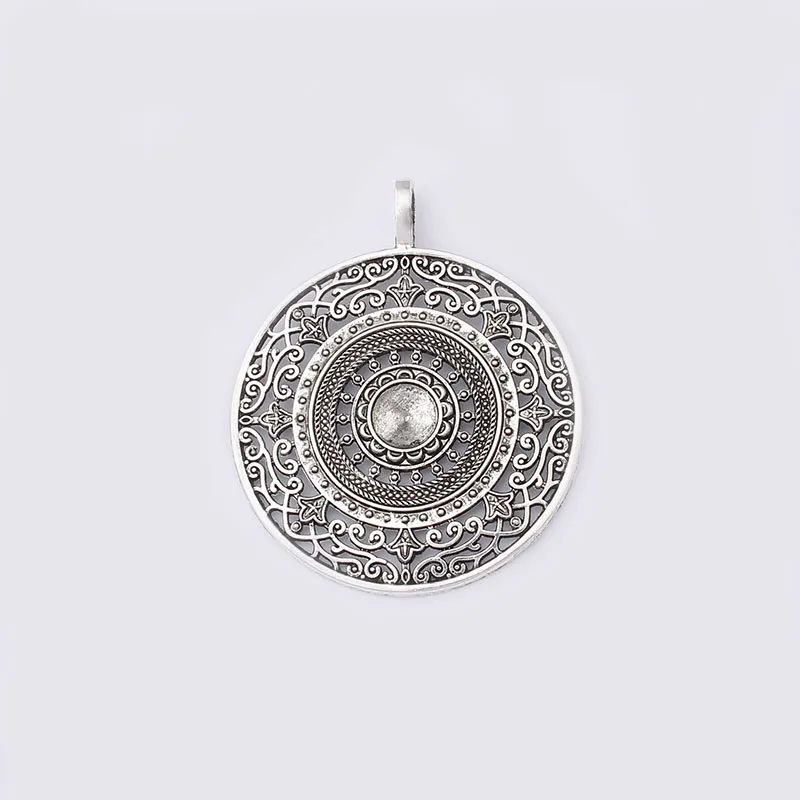 Antique Silver 4 шт старинное серебро/бронза/крупная Золотая филигранные круглое очарование подвески 11 мм Пустой Лоток комплект Cameo Cabochon настройки - Окраска металла: Antique Silver