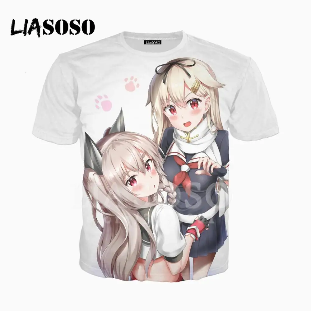 LIASOSO 3D унисекс с принтом аниме милые девушки Azur Lane футболка с круглым вырезом в стиле Харадзюку хип-хоп Hispter Повседневное Топы A499 - Цвет: 11