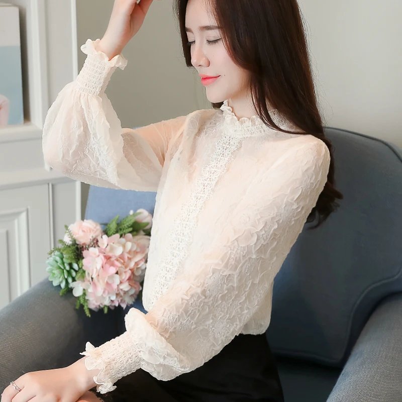 2xl blusas feminina весна лето Стиль Осень 2018 корейские женские шифоновые кружевные