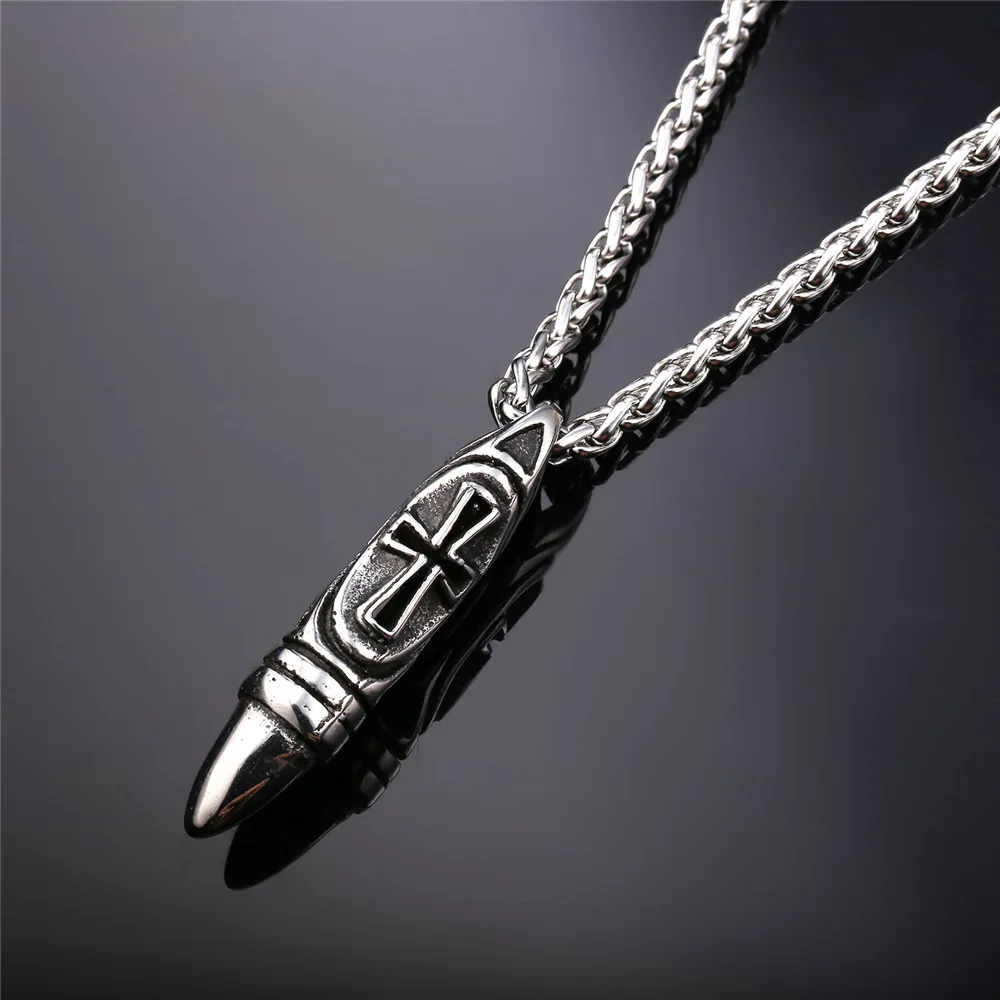 Уникальный дизайн ожерелья и подвески для мужчин крест пуля кулон с цепочкой из