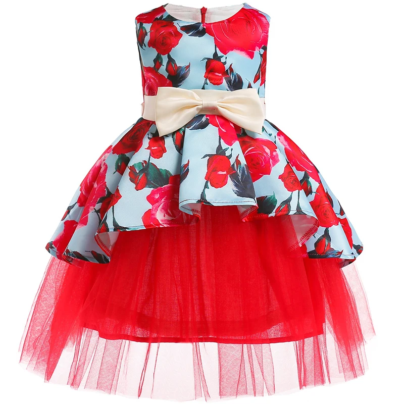 Платье для девочек летние праздничные Платья с цветочным принтом одежда детей