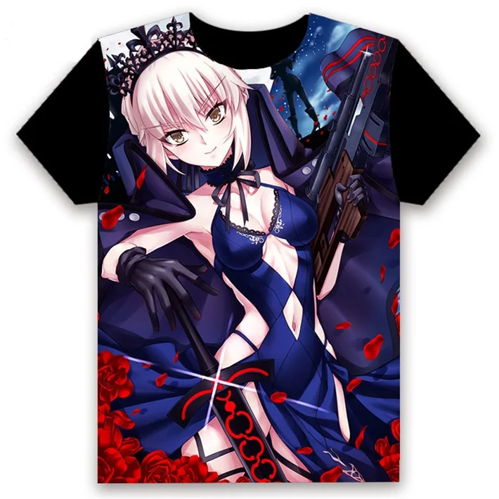 Модная футболка с Аниме игра Fate/stay night FGO Saber Alter Косплей короткий рукав Женская Мужская черная футболка повседневные забавные летние топы - Цвет: 11