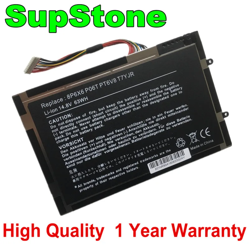 SupStone Новый 63Wh 8P6X6 P06T PT6V8 T7YJR Аккумулятор для ноутбука Dell Alienware M11x M14x R1 R2 R3 0DKK25 312 0984 P18G