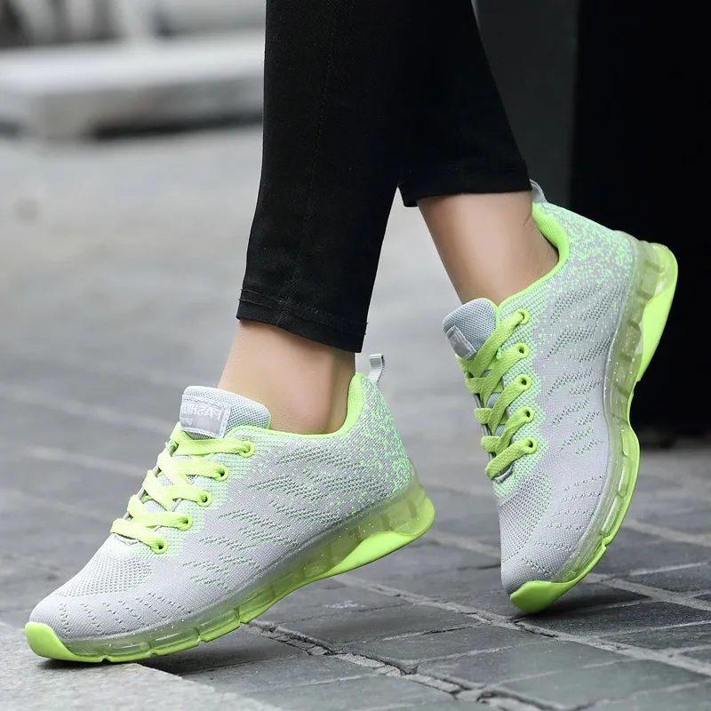 Hundunsnake воздушная подушка Baskets Femme летние женские спортивные кроссовки из сетчатого материала Chaussure Femme спортивная обувь фиолетовые красовки G-33 для спортзала - Цвет: grey green