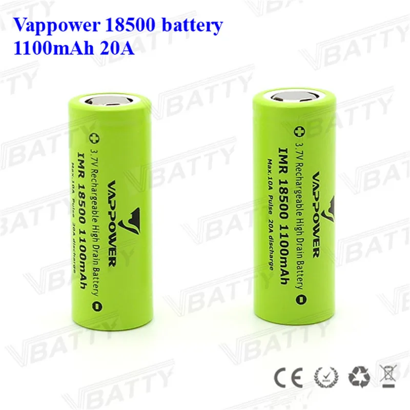 3 7 V 1100Mah IMR18500 литиевая аккумуляторная батарея Vappower 18500 1100mah 20A литий ионный