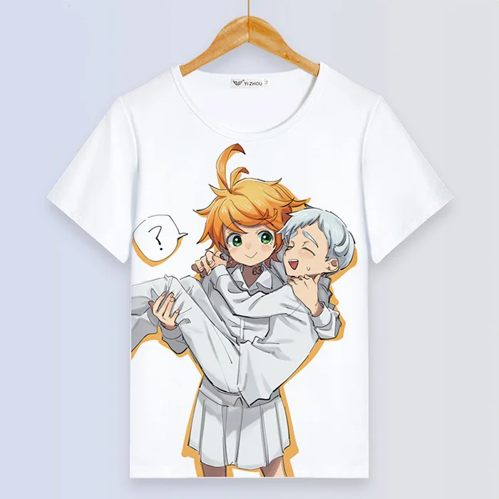 Футболка в стиле аниме «The Promised Neverland» для мужчин и женщин, футболка с коротким рукавом, Harajuku, летние хлопковые топы, уличная одежда для пар