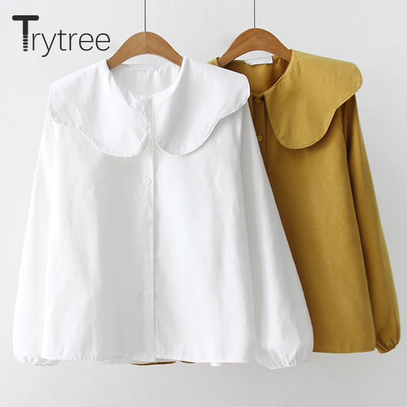 Ttytree весенние блузки Повседневная рубашка для женщин полиэстер офиса леди Питер