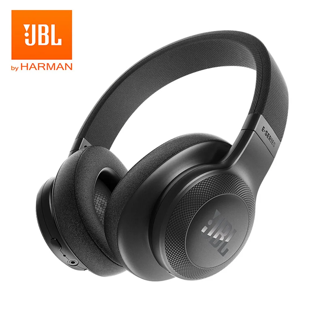 Черный JBL E55BT, беспроводные Bluetooth наушники, складные, над ухом, проводная гарнитура, чистый бас, музыкальные наушники, AUX IN, с микрофоном - Цвет: Черный