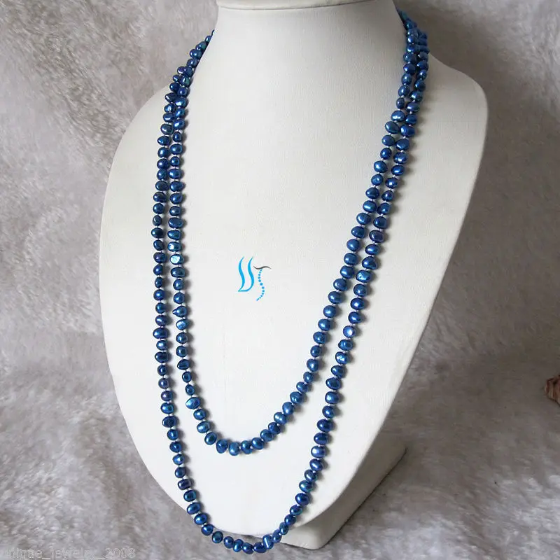 FREE SHIPPING&gt&gt&gt@@ &gt RHJ0058 58&quot 5-6mm Freshwater Pearl Necklace Blue Baroque Strand Jewelry | Украшения и аксессуары