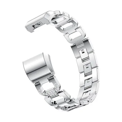 Серебристый Часы для Fitbit заряд 2 замена Браслет ремешок металлический браслет регулируемый для Fitbit Charge 2 полосы с горный хрусталь - Цвет: Серебристый