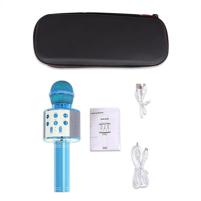 blue WS858 беспроводной Bluetooth микрофон караоке динамик высококлассная версия микрофон KTV плеер телефон микрофон для компьютера сценической конференции - Цвет: blue