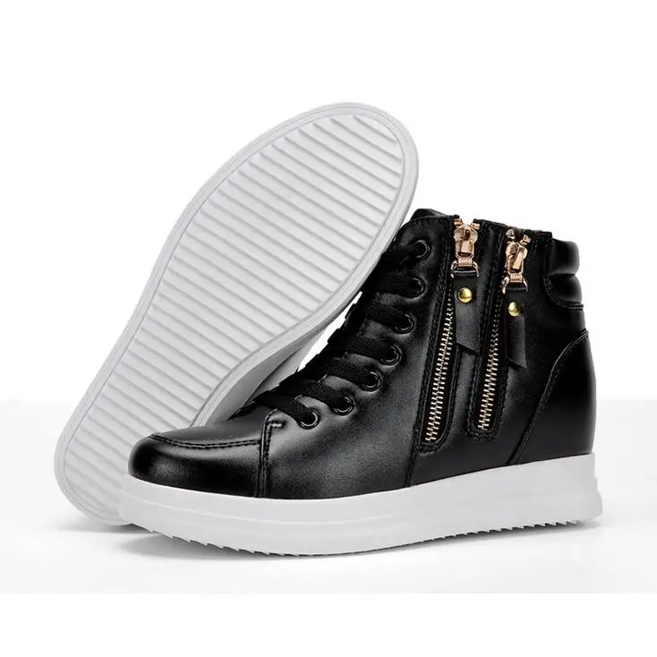 Новый Для женщин повседневные туфли на плоской подошве с высоким берцем шнуровке