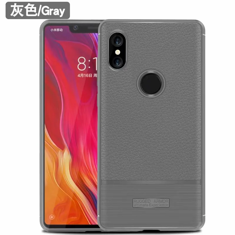 For Xiaomi Mi 8 Case Cover Litchi Striae Soft TPU Silicone Mi8 8SE PU Leather Back SE |