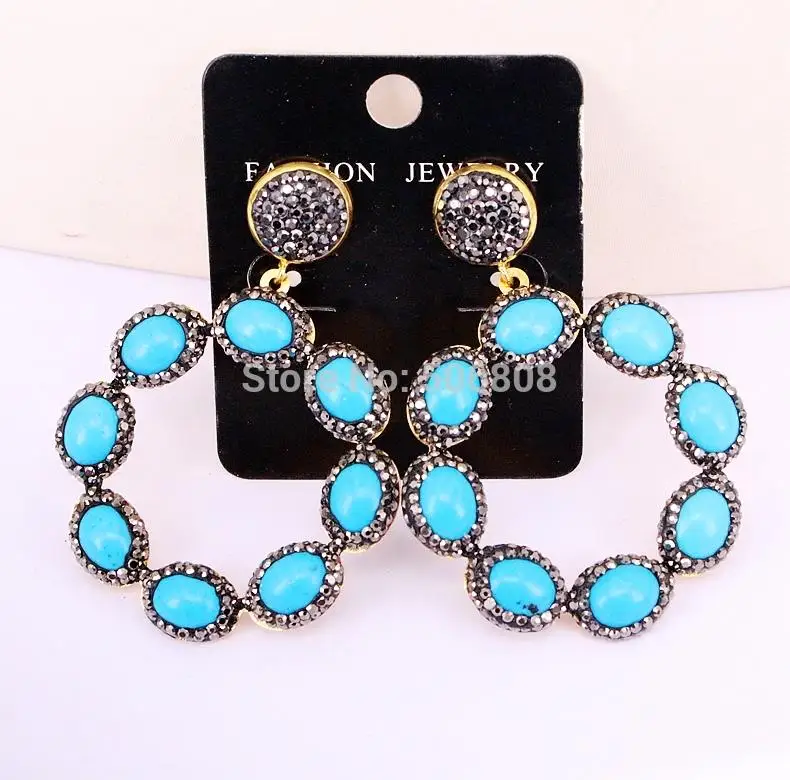 3 пары ZYZ326-0554 природа жемчуг/Кошачий глаз камень/howlite серьги цветы висячие серьги модные украшения для женщин подарок - Окраска металла: style 1