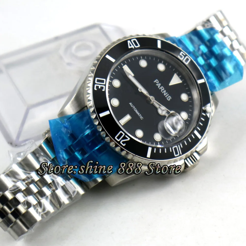 Мужские автоматические часы с черным циферблатом 40 мм|Мужские механические часы|