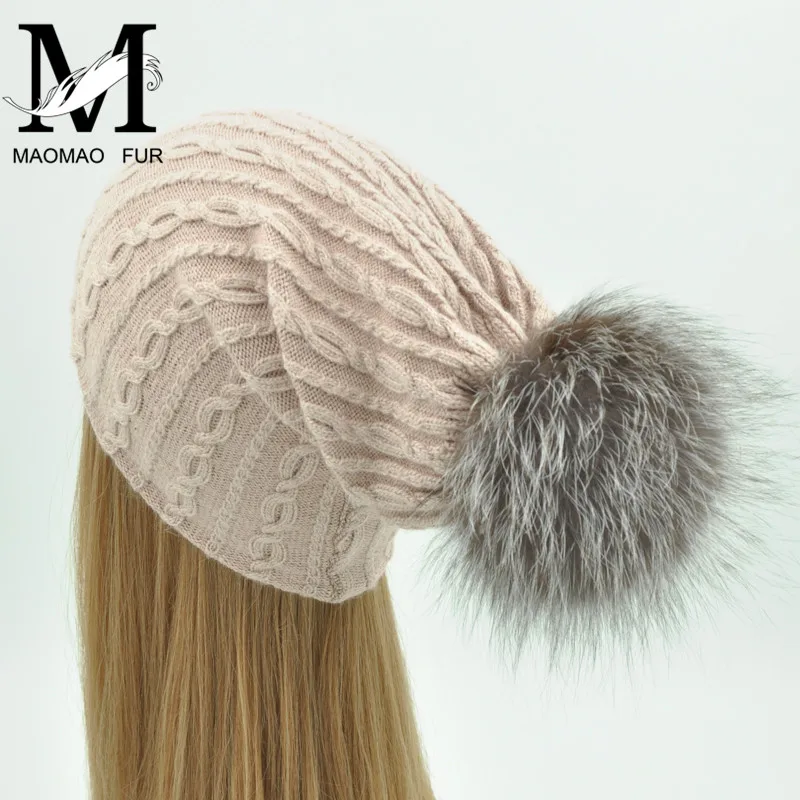 Зимние шерстяные шапки вязаные женские для девочек толстые двухслойные теплые