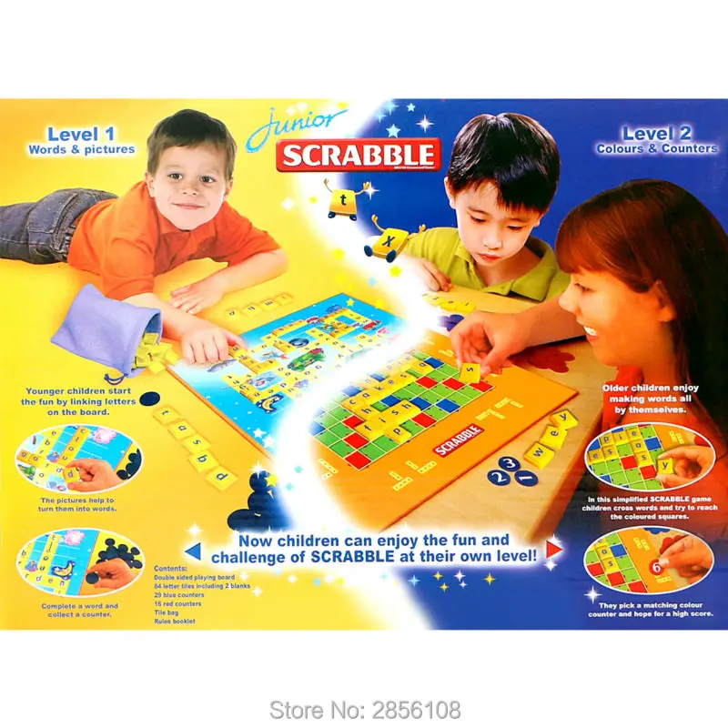 Семейные забавные Junior SCRABBLE 2 веселые игры в слова в одном английском Игра-Головоломка Развивающие игрушки Вечерние игры, веселье кроссворд игра