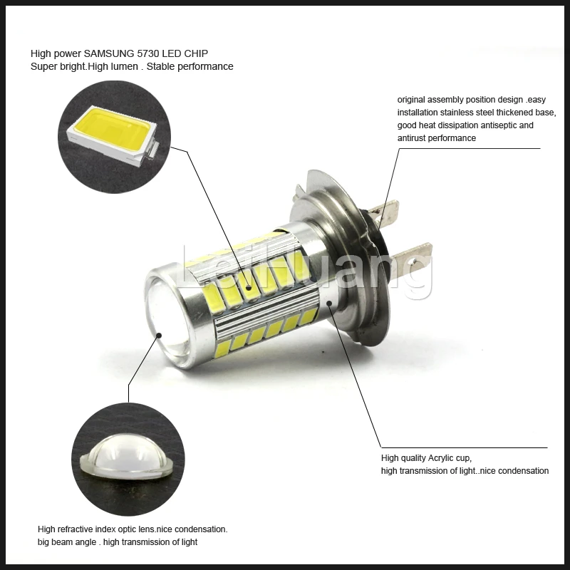 H7 5630 SMD 33 светодиодный 12V Высокая яркость белый Авто автомобильная