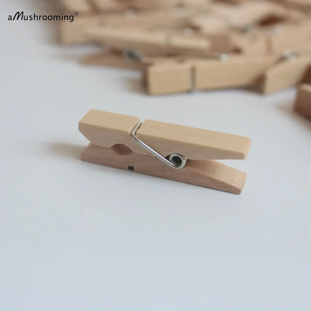 

Wholesale Clothespins Copper Alligator Clips wood clip/clamp/pins mini wooden pegs 35mm wedding gift 10000 units/lot