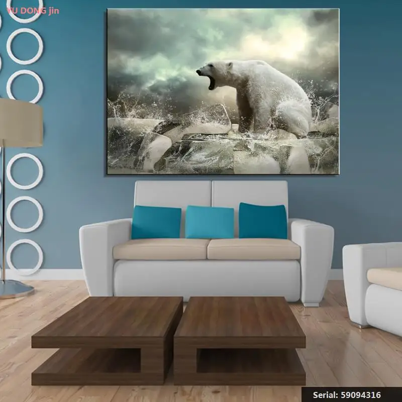 Полярный медведь животное абстрактная картина маслом рисунок искусство спрей
