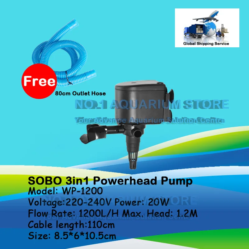 Аквариум собо Powerhead насос фильтр для воды 3 в 1 погружной тропический морской WP-1050/1650/1200/1680/2680 - Цвет: WP-1200  1400LPH