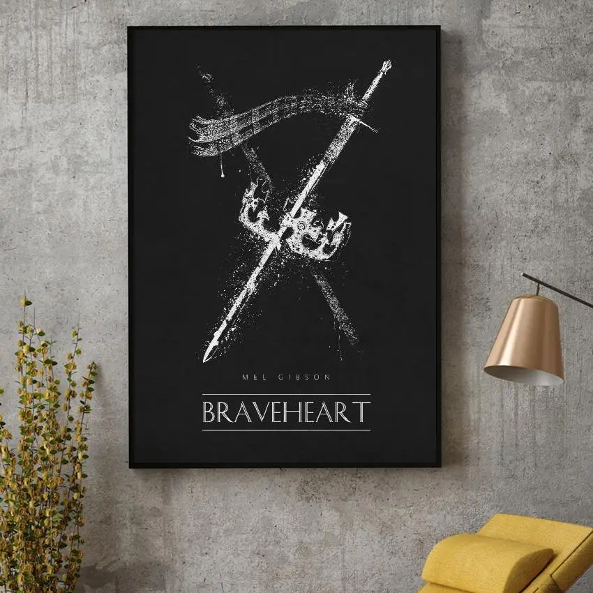 Braveheart черно белые Классические Постеры для фильмов шелковые настенные