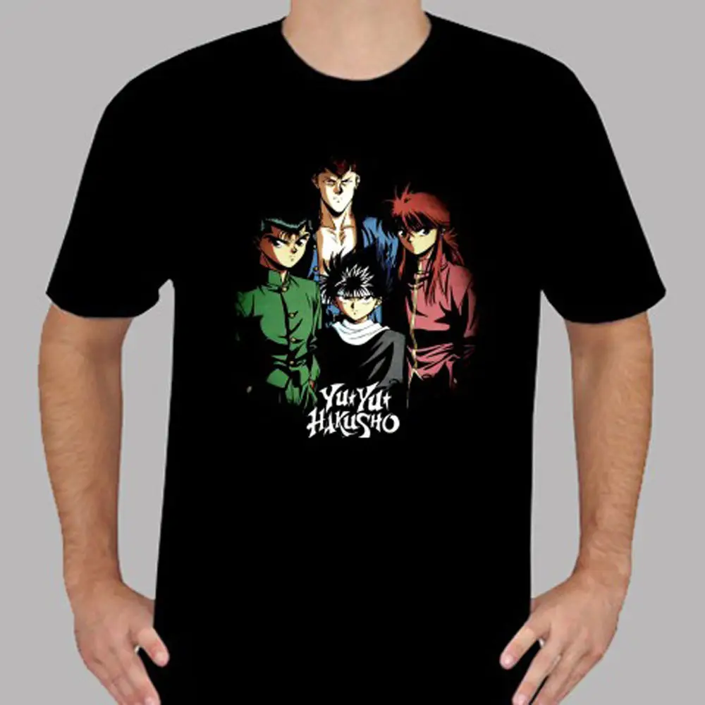 2019 летняя футболка Новинка Yu Hakusho Ретро Мультфильм Аниме Мужская черная Размеры