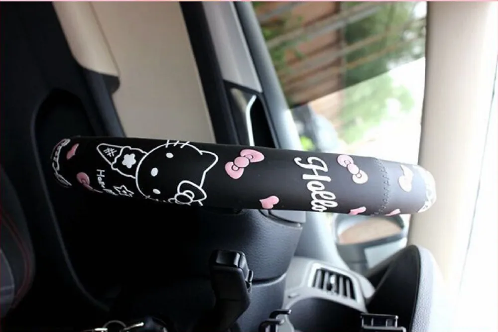 Мода hello kitty чехол рулевого колеса автомобиля милый мультфильм Латекс колеса Чехлы черный розовый красный автомобиль Стайлинг украшения Аксессуары