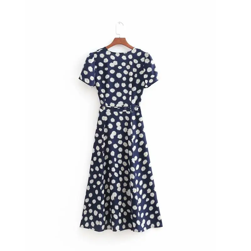 Летнее платье lady sexy v шеи пляжное 2018 vintage boho Цветочный печати wrap длинное обувь для