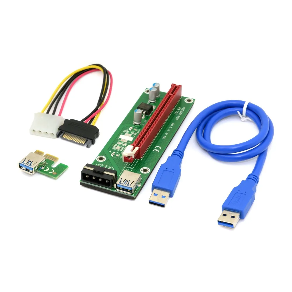Удлинитель PCI E 1x до 16x для майнинговой машины увеличивающий переходник с кабелем