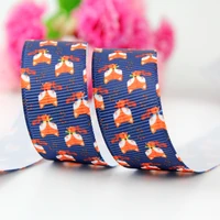 10 yards new design animal printing webbing 22mm cute cartoon foxs printed grosgrain polyester ribbon garment for decoration