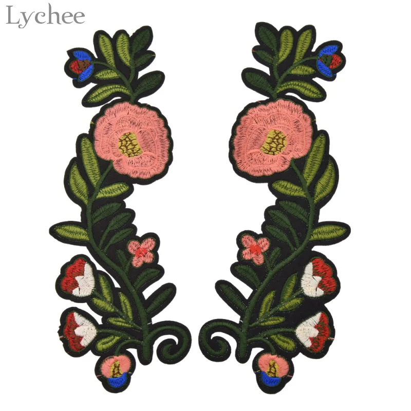 Lychee пара цветов патчи для вышивания утюгом одежды джинсов украшение сделай сам