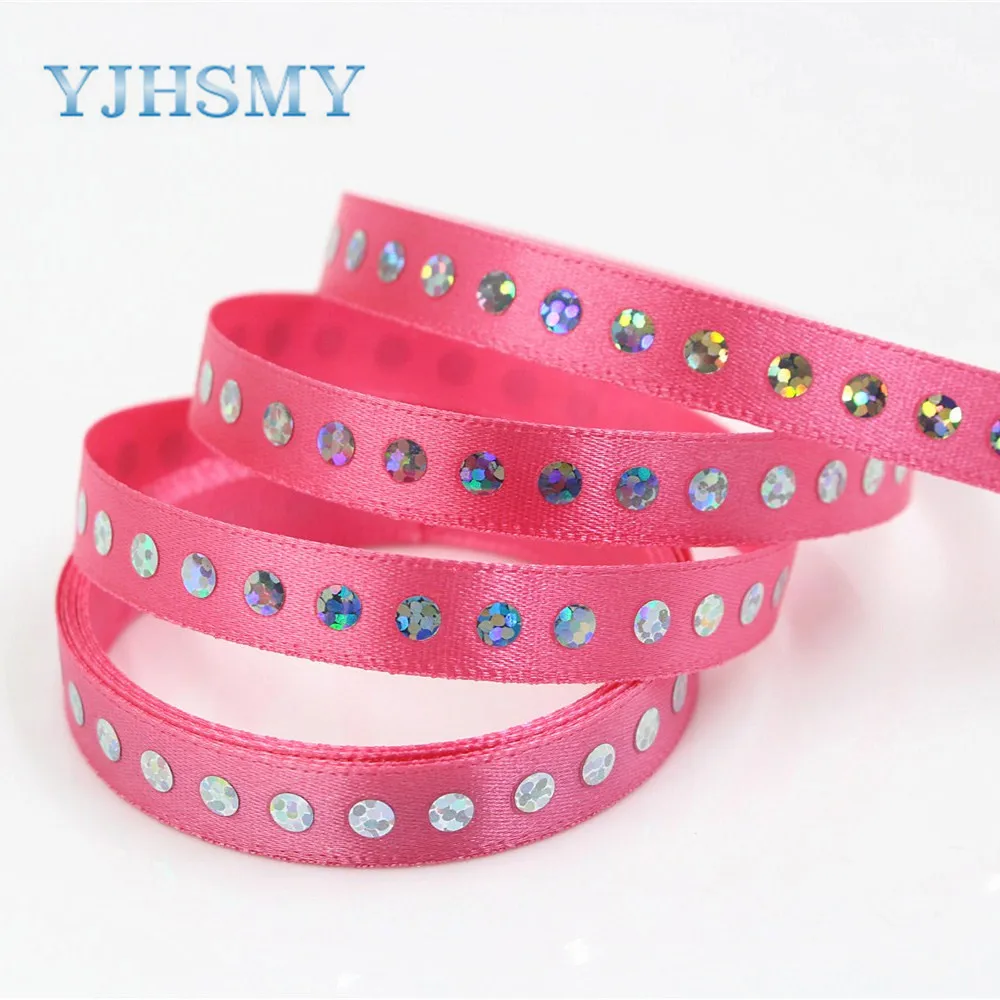 YJHSMY D-18411-608 2 ярда 10 мм чистая лента Белая с блестками свадебные аксессуары DIY