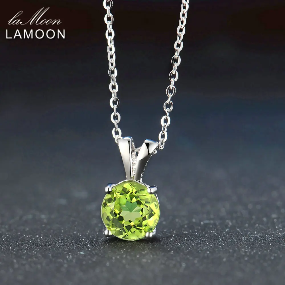 Ожерелье женское из серебра 925 пробы с натуральным круглым Перидотом 8 мм|jewelry